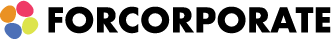 Il logo di Forcorporate. È composto da un pittogramma organico e multicolore affiancato dal logotipo in Futura, un carattere geometrico che trasmette ordine, struttura e affidabilità.